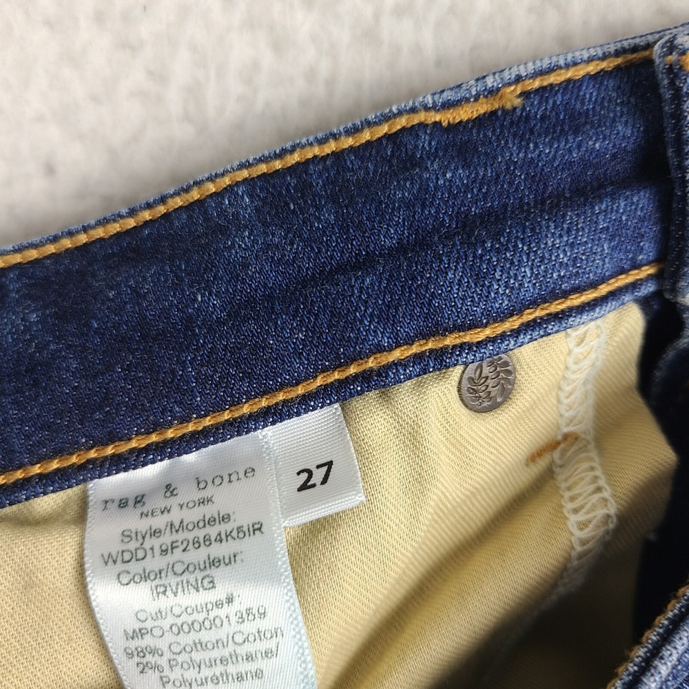 Rag Bone Jeans Womens 27x24 Blue Nina High Rise Skinny Fray Dark Wash‎ Denim - Picture 10 of 14